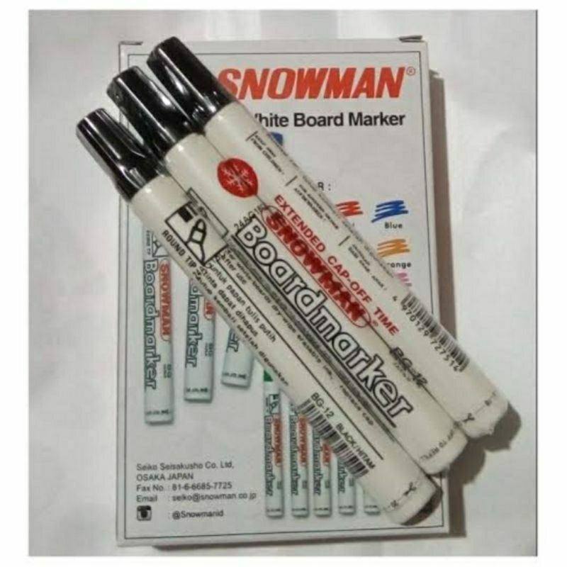 spidol papan tulis snowman besar warna hitam/biru