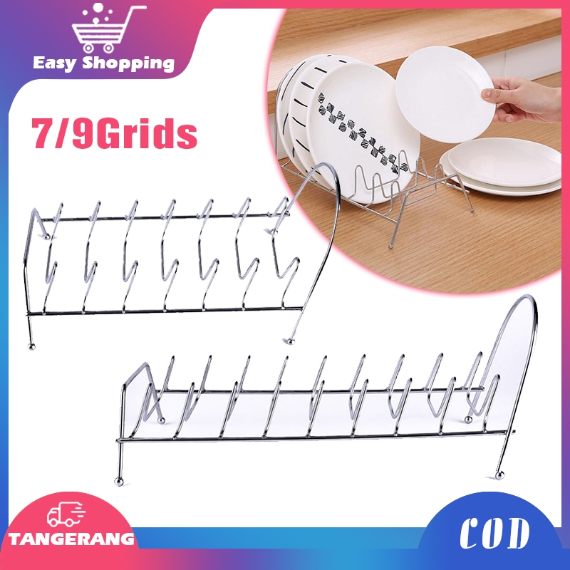 9 Grid Rak Piring Mangkuk Stainless Rak Cuci Piring Stainless Rak Pengering Tutup Panci