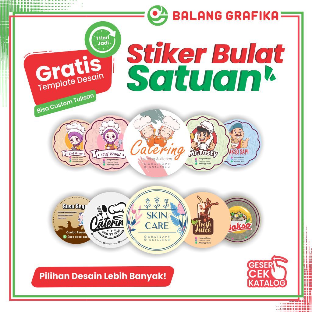 

Cetak Stiker Bulat Custom Satuan Lebel Kemasan Brand