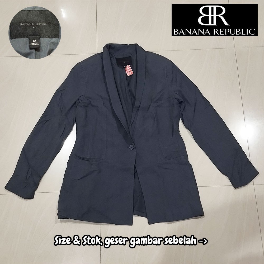 Blazer Wanita Outer Abu Gelap BANANA REPUBLIC