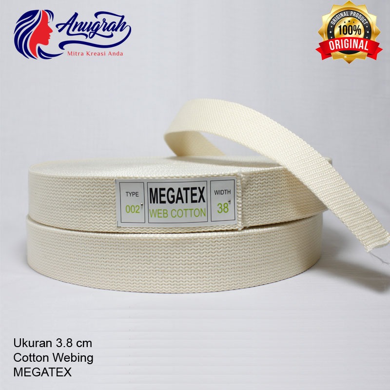 WEBBING COTTON / TALI TAS KATUN 3.8 CM KUALITAS GRADE A / KUALITAS PREMIUM TEBAL / ROLL