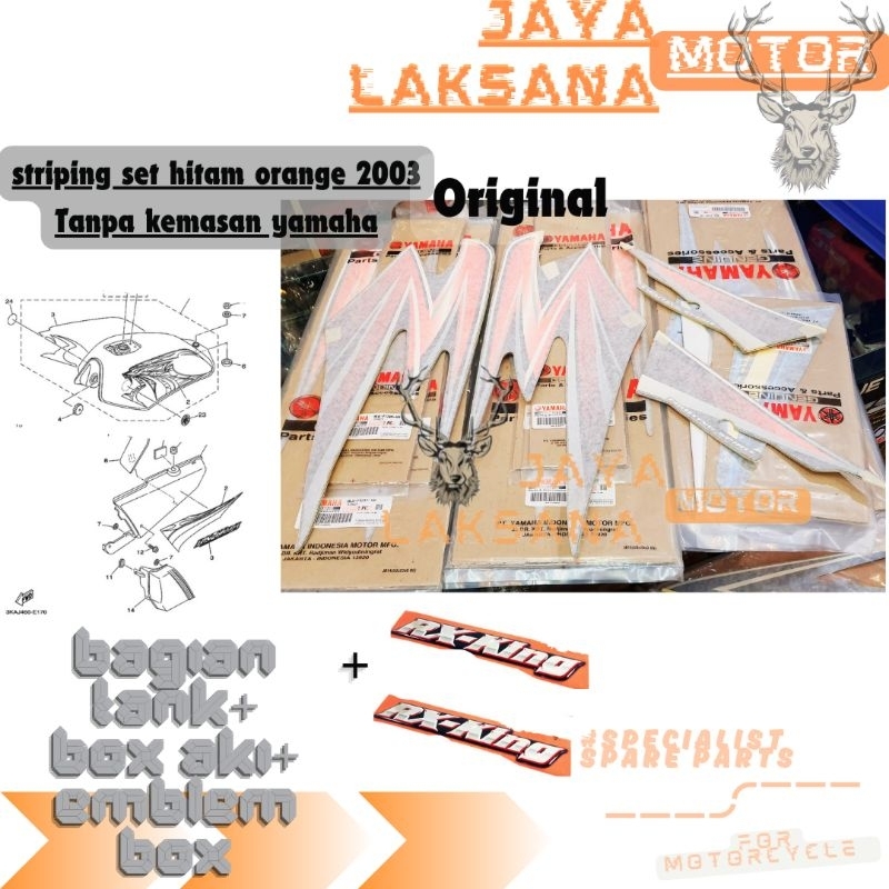 STRIPING LES LIS STICKER LOGO TANGKI TENK TANK TENGKI FUELTANK DAN BOX AKI SET EMBLEM YAMAHA RX KING