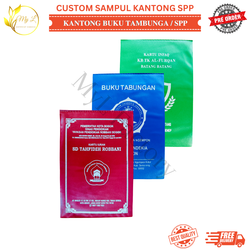 

My.L CUSTOM - Sampul SPP Custom Sablon, Plastik Cover Buku Tabungan Siswa Nava 0.15A