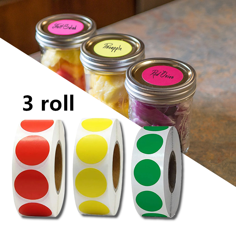 

3 roll Sticker Bulat Dot Label Stiker Bundar Polos Color Dot Stickers Label Dot Serbaguna Stiker Warna