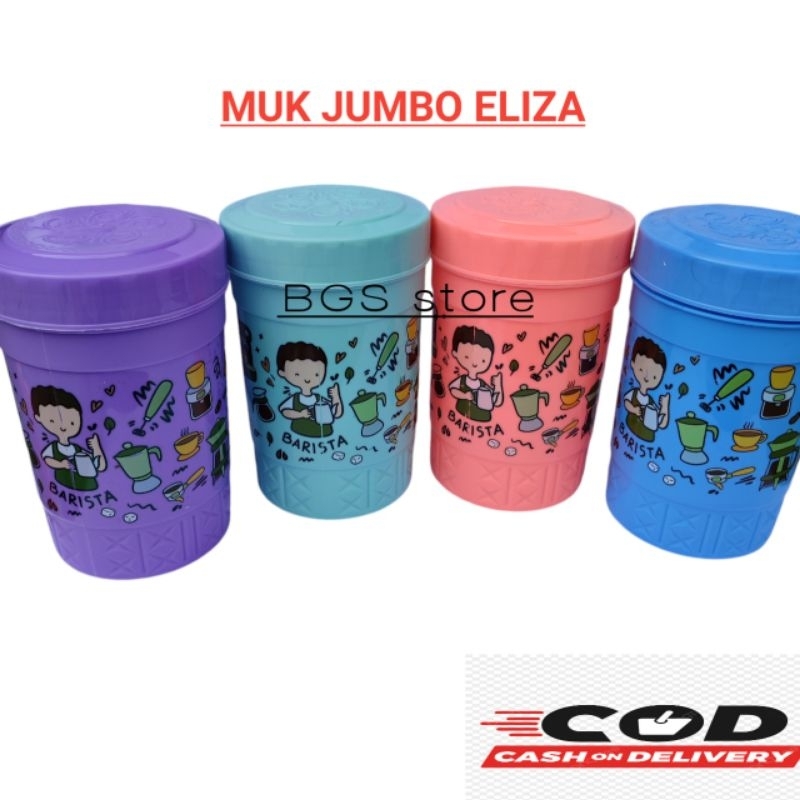 mug jumbo eliza plastik/mug plastik tutup