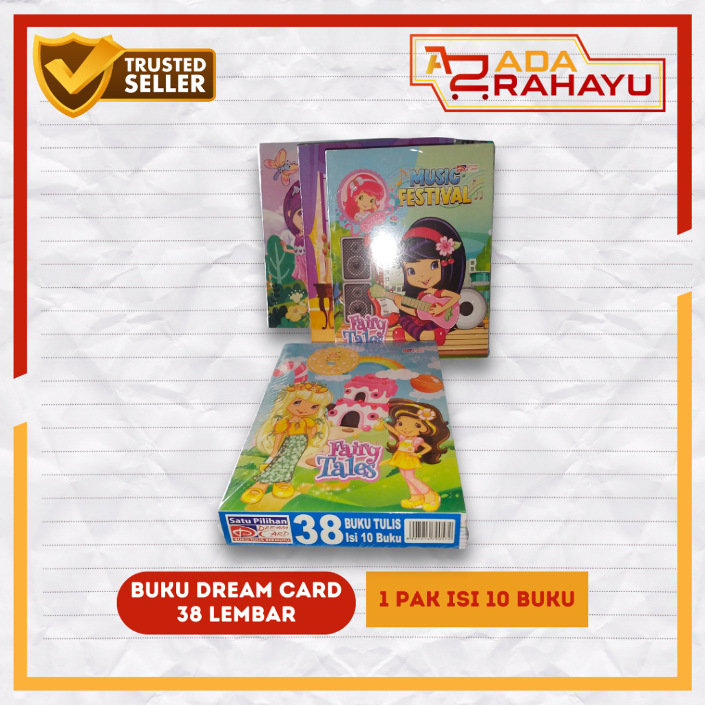 

Buku Tulis Dream Card 38 Lembar 1 PAK (isi 10 Buku). Buku Tulis murah Berkualitas
