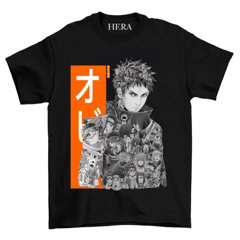 T-shirt Uchiha Obito Versi Hitam Putih