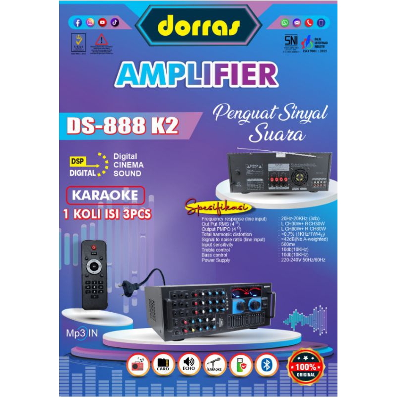 Amplifier DS 888 k2 dorras Ampli bagus murah/Amply ampli Power speaker