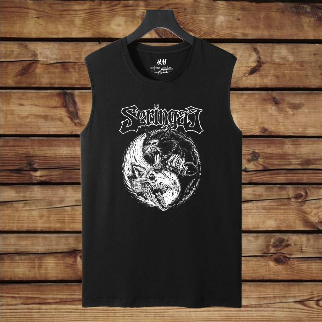 kaos distro tanpa lengan SERINGAI kaos lekbong musik band metal