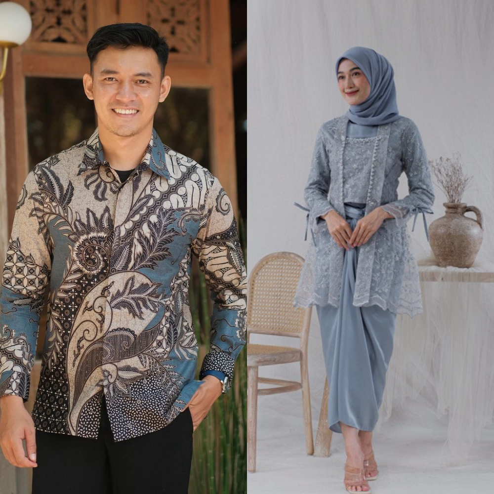 TERMURAH - COUPLE SET GREY ICE BLUE DENIM PREMIUM MAXY//SETELAN DRESS WANITA PLUS KEMEJA KEKINIAN MO