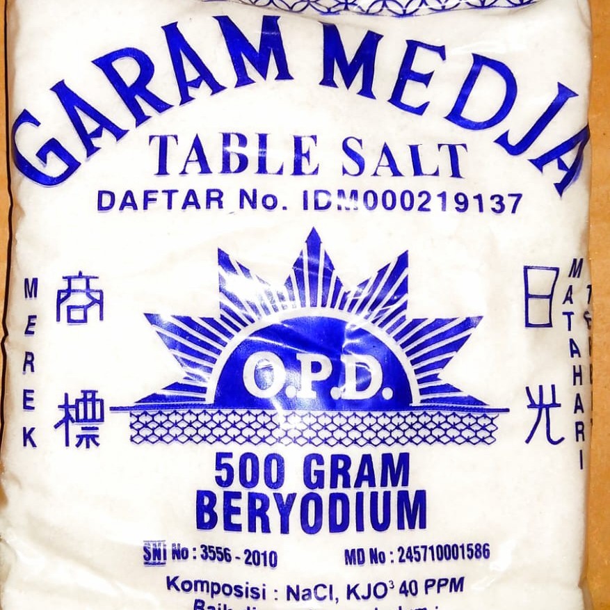 

Garam halus (garam meja) beryodium merek matahari (OPD) kemasan 500 gr | garam matahari 500GRM