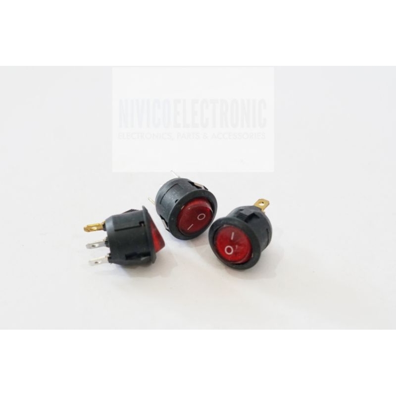 Switch Lampu 3 Pin Bulat diameter 2.5cm 6A 250V10 A 125V