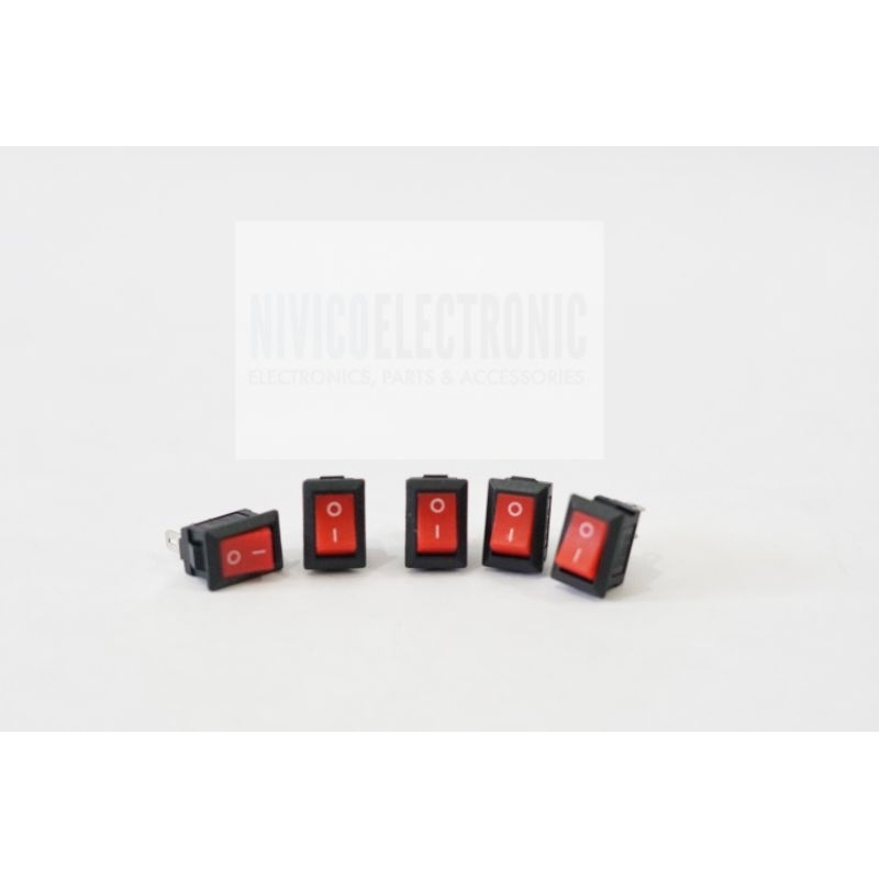 Switch Mini Kecil 2 Pin 1.5x1cm (Merah/Hitam) 3A 250V