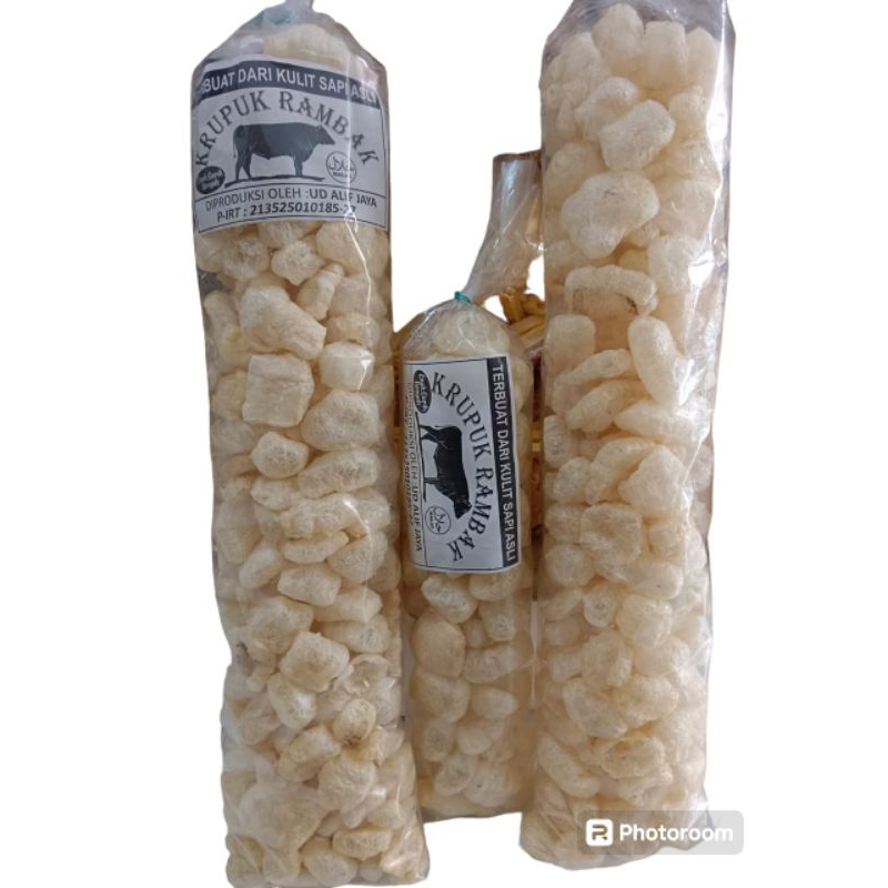 

Krupuk rambak terbuat dari kulit sapi asliEnak renyah gurih Halal Kemasan 100gr dan 250gr