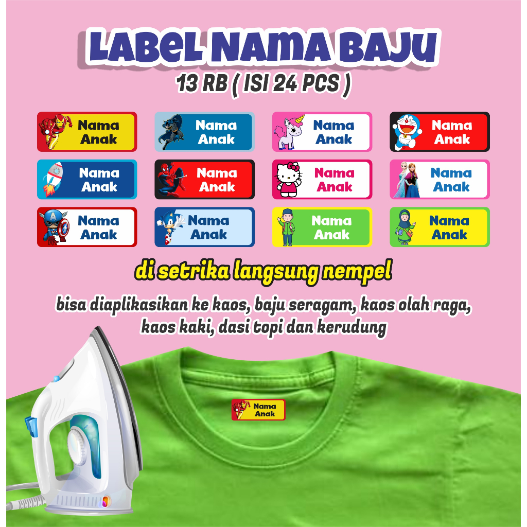 

LABEL NAMA BAJU DTF / STIKER BAJU ANAK CUSTOM