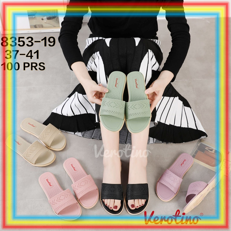 8353-19 Sandal Selop Karet Wanita Sendal Slop Karet Cewek Verotino Motif Rajut Nyaman Glaznton