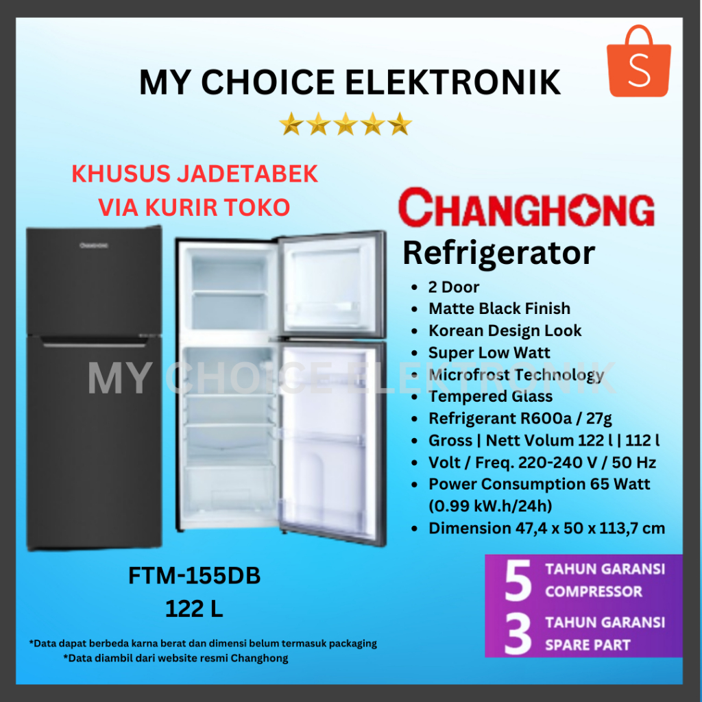 CHANGHONG Kulkas 2 Pintu FTM155DB / FTM-155DB