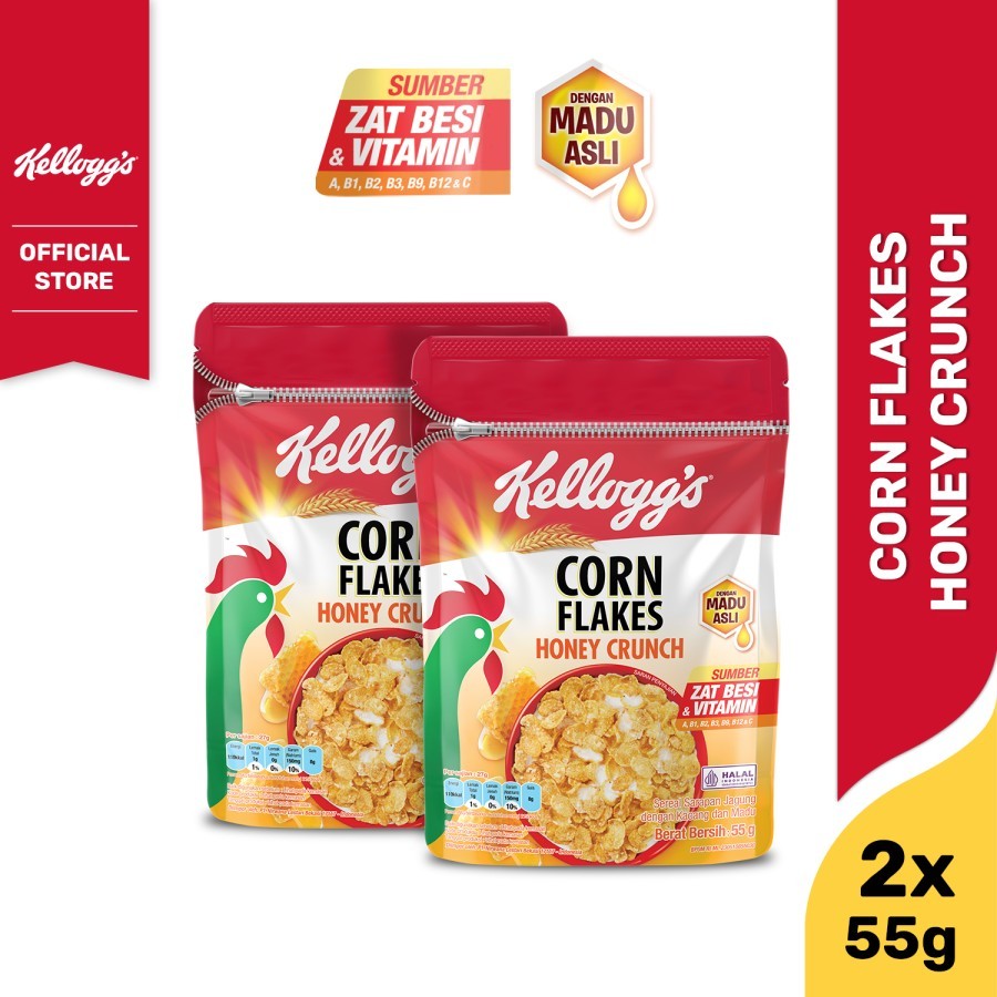 

Kelloggs Honey Crunch Corn Flakes Pouch Sereal 2 x 55gr