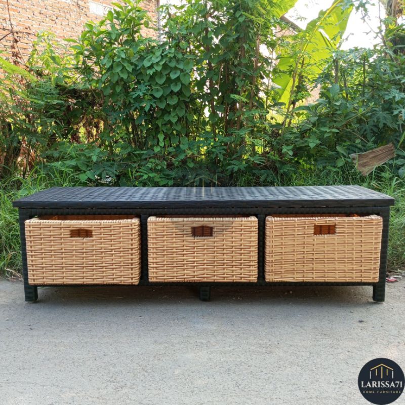 Meja Tv Minimalis Rotan Sintetis Lemari Plastik Rotan Sintetis 3 Laci