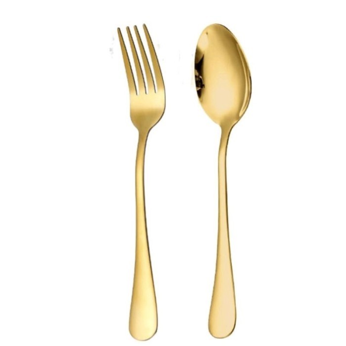 MYWARE Sendok Garpu Stainless Steel Tebal Gold - Sendok Makan Gold / Set Alat Makan Korea Sendok Gar