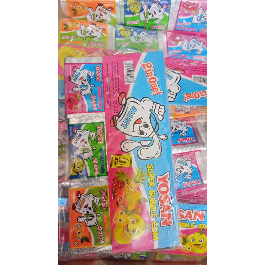 

PERMEN KARET/ SUPER BUBBLE GUM YOSAN 2IN1 ISI 24PCS