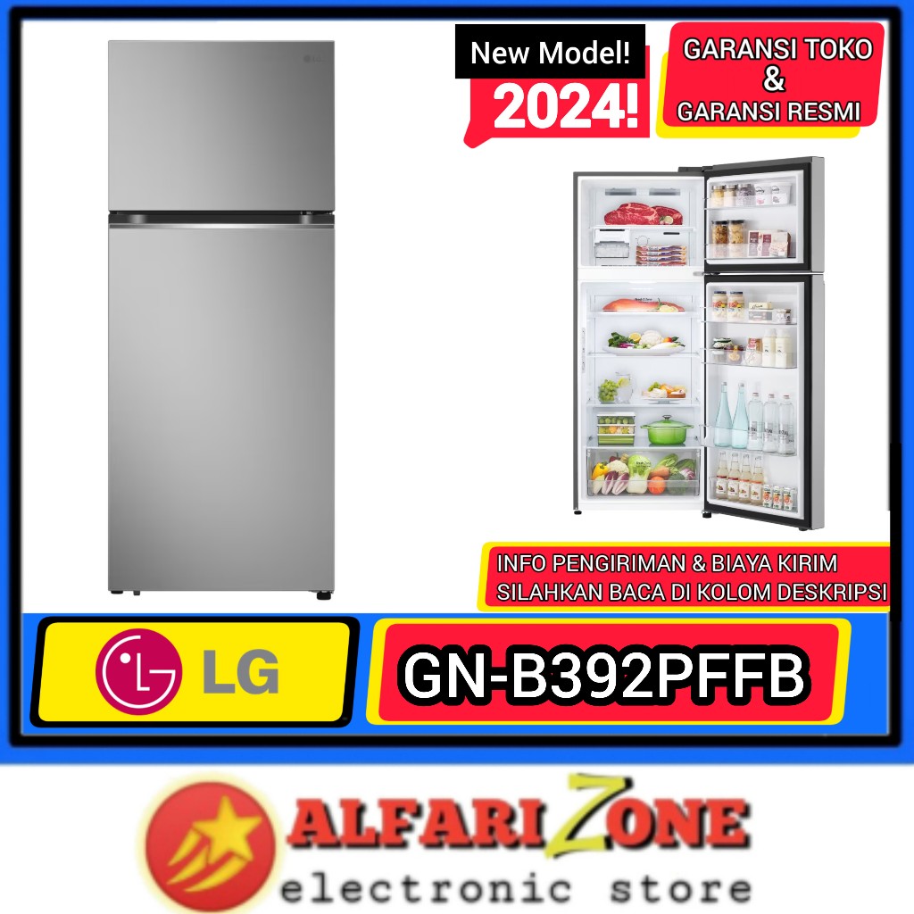 LG GNB392PFFB Kulkas LG 2 Pintu inverter 395L lemari es LG GN-B392PFFB LG GNB392