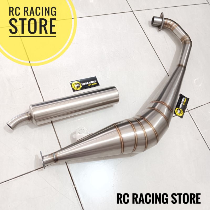 Knalpot 2Tak BM POWER  Satria Lumba - Satria HIU  Stainless Dop COR