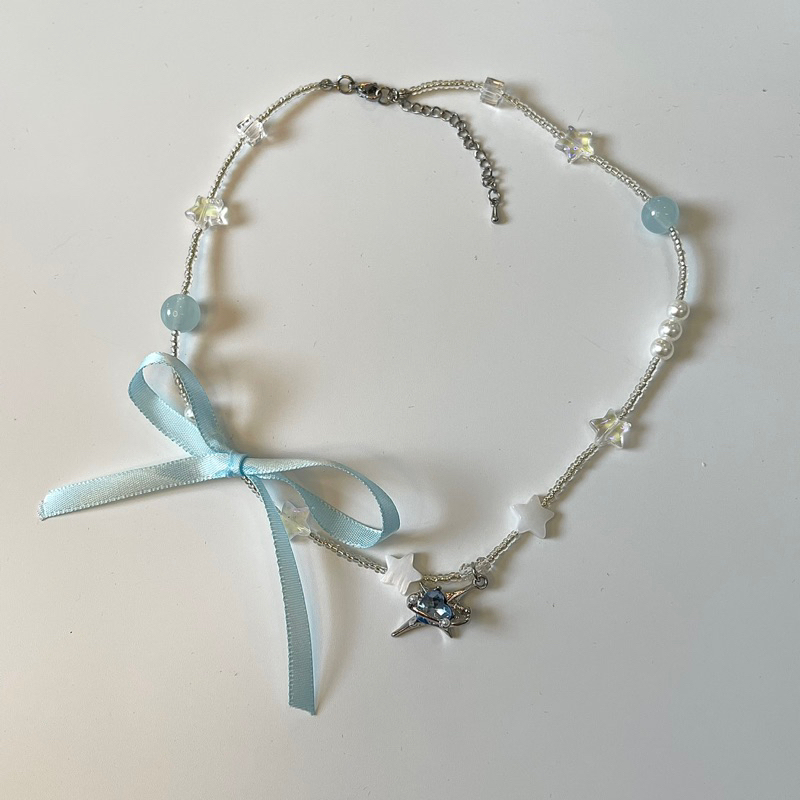 BLUE BEADS Y2K NECKLACE | @stack.stone