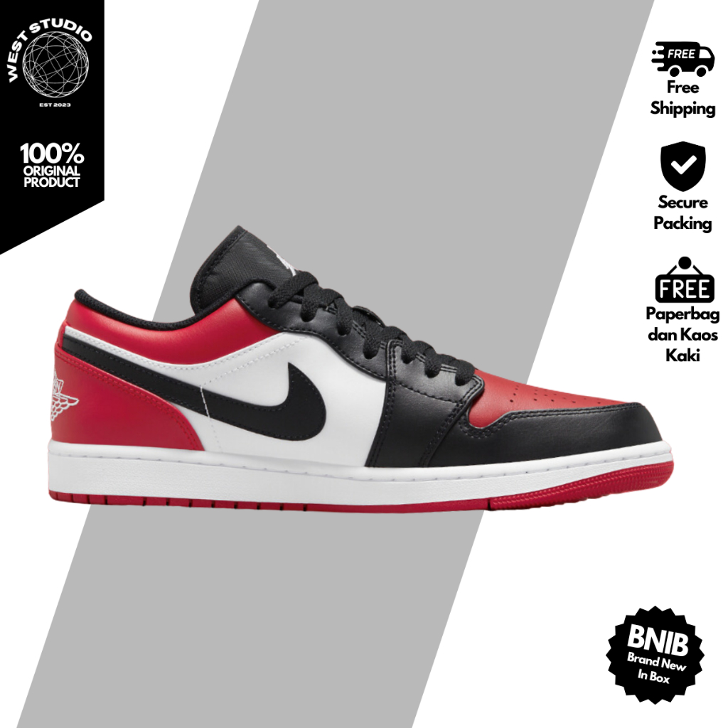 Nike Air Jordan 1 Low Red Bred Toe 100% ORIGINAL BNIB Global
