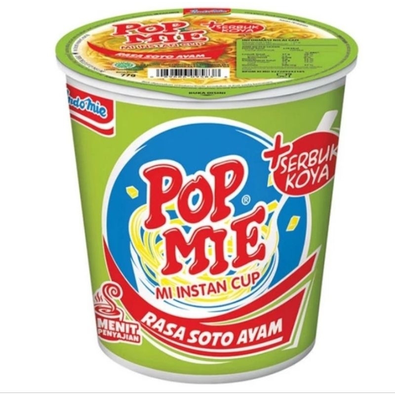 

POP MIE INSTAN CUP 75GR RASA BASO, KARI AYAM, SOTO AYAM, AYAM