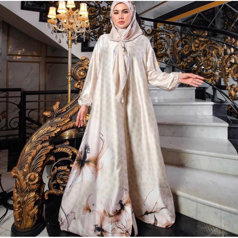 GAMIS SET HIJAB MONOGRAM FULL KANCING BY SHELLASAUKIA ORIGINAL