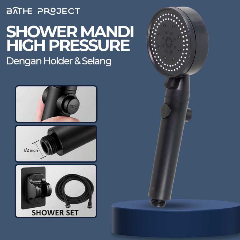 Shower Black Series - Shower Set Mandi High Pressure Black Series