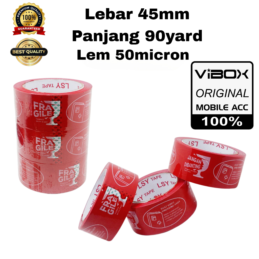 

LSY Lakban Segel Fragile Unboxing video Indonesia 45mm x90Y full original security seal Lakban Unboxing Tape paket lock dus protector Market place [RAG]