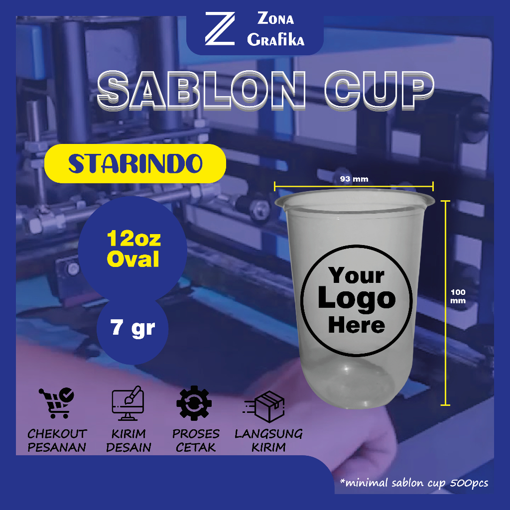 Sablon Cup Starindo 12oz Oval