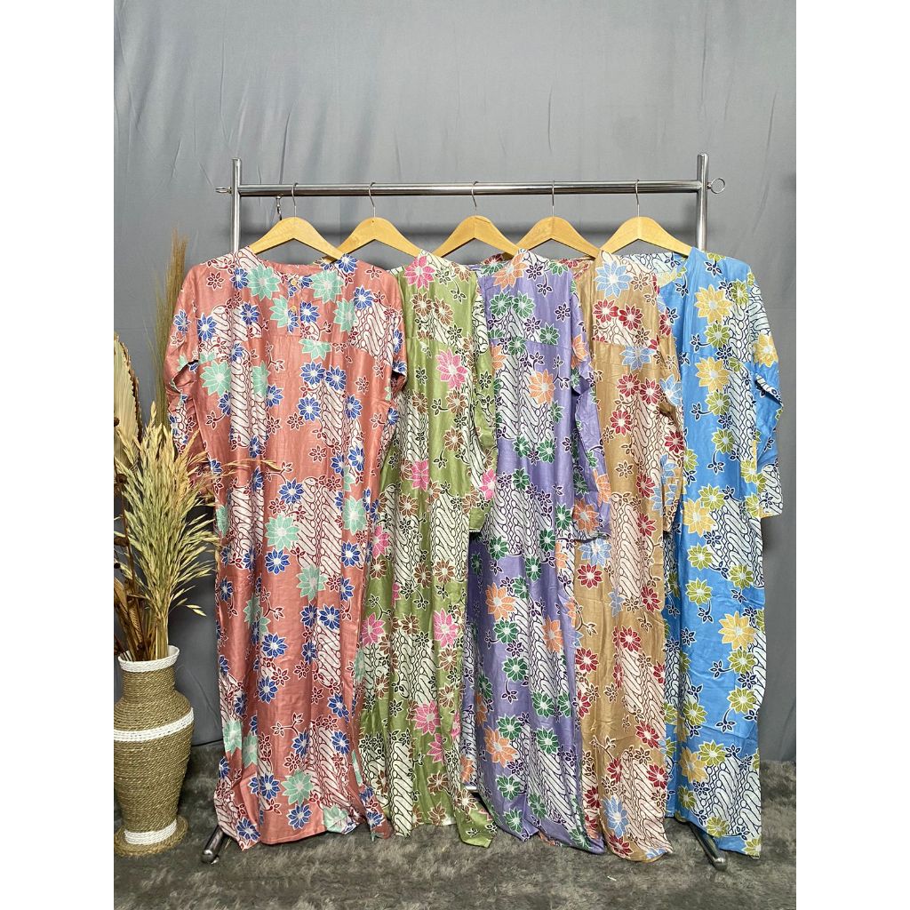 Daster Muslimah / Daster Muslim Motif Batik / Daster Lengan Panjang / Daster Muslimah Jumbo / Daster