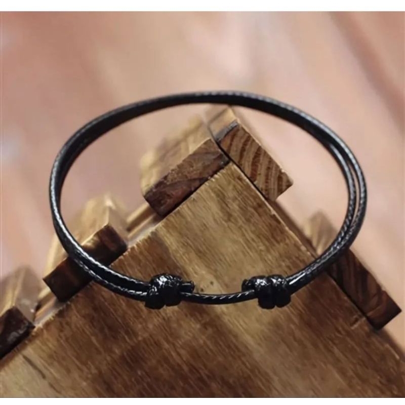 Gelang Tali Korea Polos Hitam | Gelang Serut | Gelang Pria Wanita Anak | Gelang Tali Serut