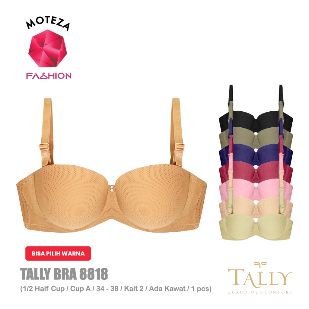 TALLY 8818 Bra BH Wanita | Kawat | Busa Tipis | 1/2 Half CUP A - B | Kait 2 | Size 34 - 38