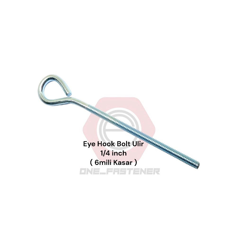 Baut Gantungan Hook Bolt 1/4 inch Gantung eye tertutup roofing tutup M6 Drat Kasar