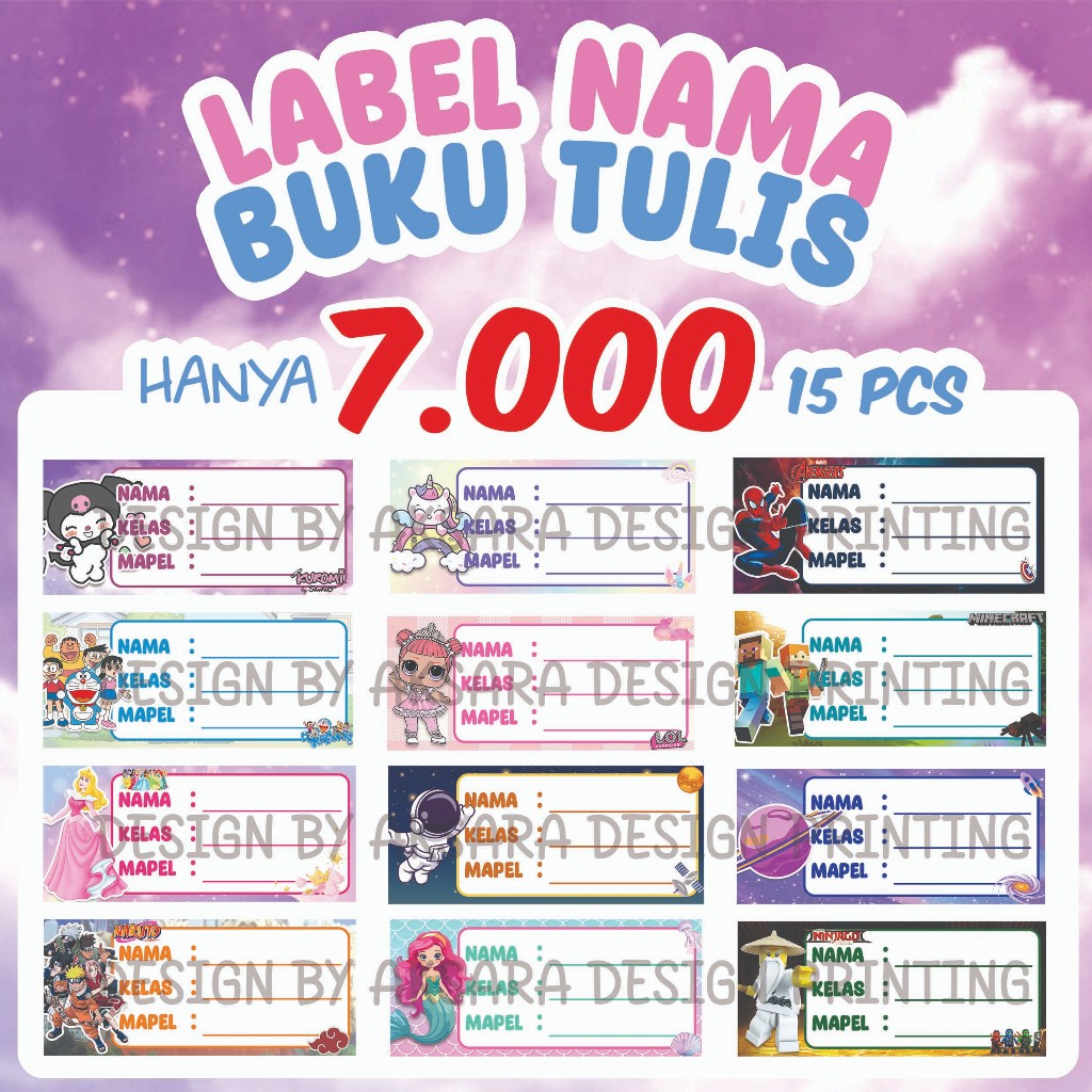 

LABEL NAMA BUKU TULIS ANAK KARAKTER ANAK-ANAK MURAH