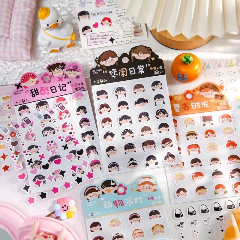 

Premium 2lembar Stiker Pak Sticker Emoticon Girls Avatar Cute Aesthethic