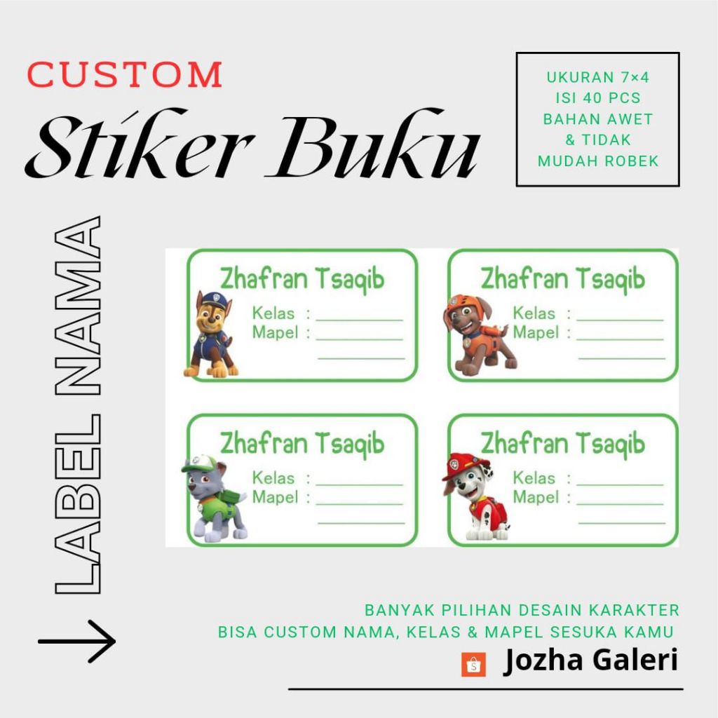 

SETIKER BUKU PELAJARAN CUSTOM / SETIKER MAPEL / SETIKER NAMA / LABEL NAMA