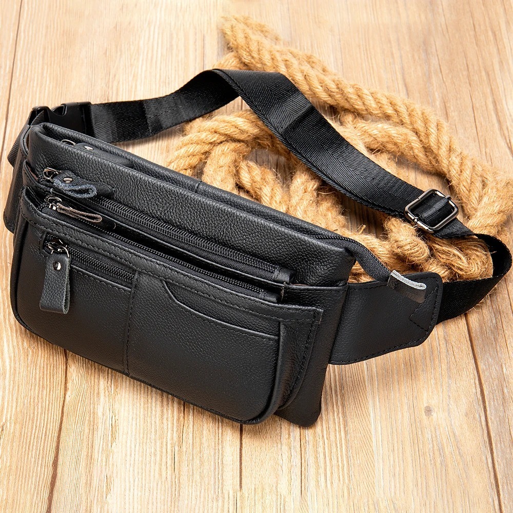 Tas Pinggang Mini Kulit Asli - Tas Pinggang Pria Vintage Kulit Asli