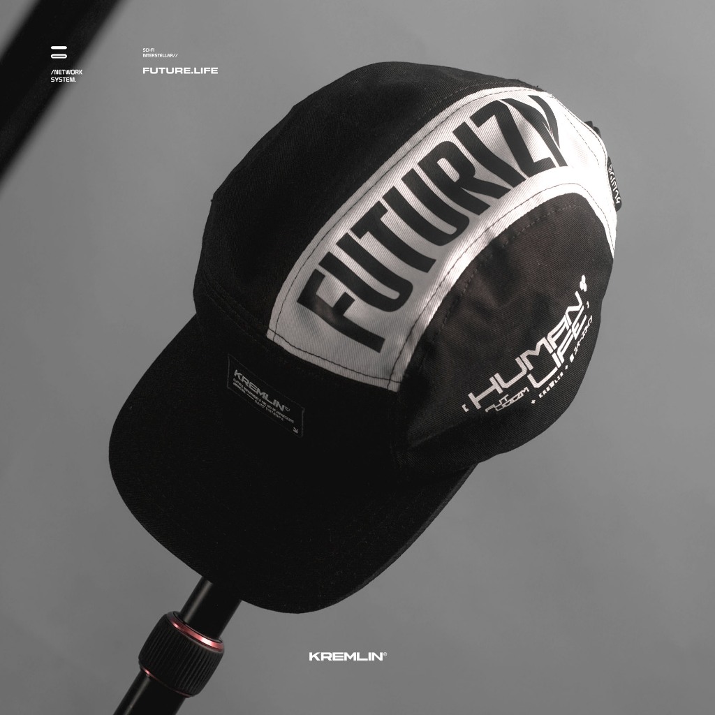 KREMLIN Topi 5 Panel Cap Black White Hat - VECTOR