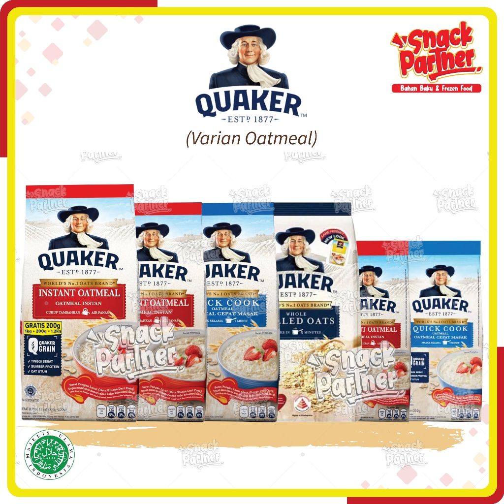 

QUAKER 200 / 800 GR / 1,2 KG- Instant Oatmal Quick Cook Rolled Oat Gandum Utuh 200GR 800GR