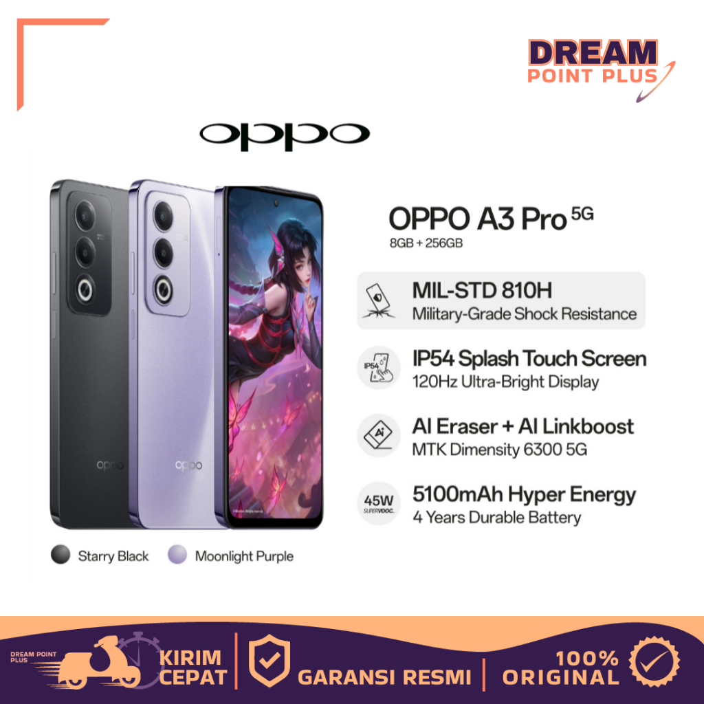 OPPO A3 PRO 5G NFC 8/256 GB RAM 8GB ROM 256GB GARANSI RESMI