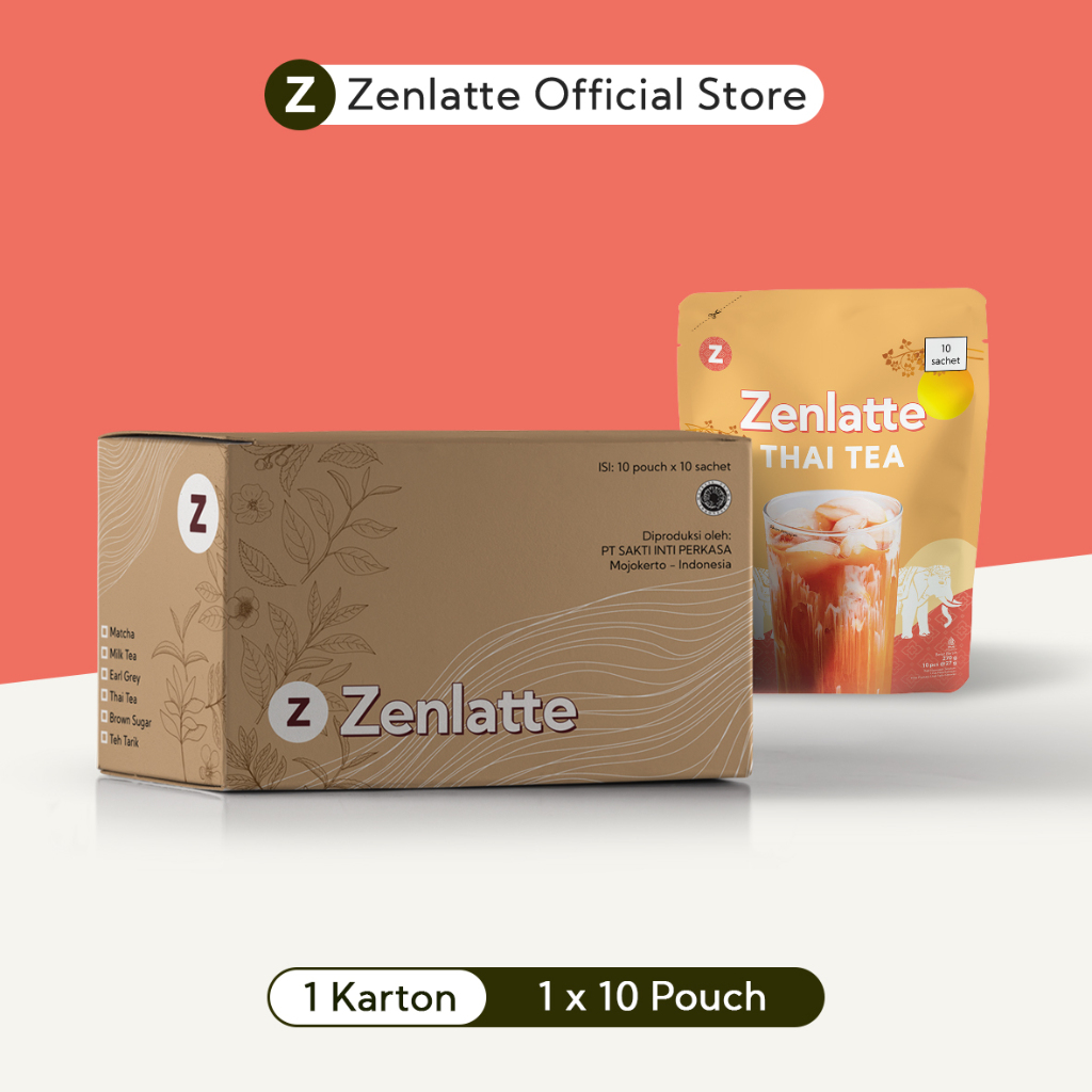 

Zenlatte Thai Tea Pouch - 1 Karton | Thai Tea Powder | Bubuk Thai Tea