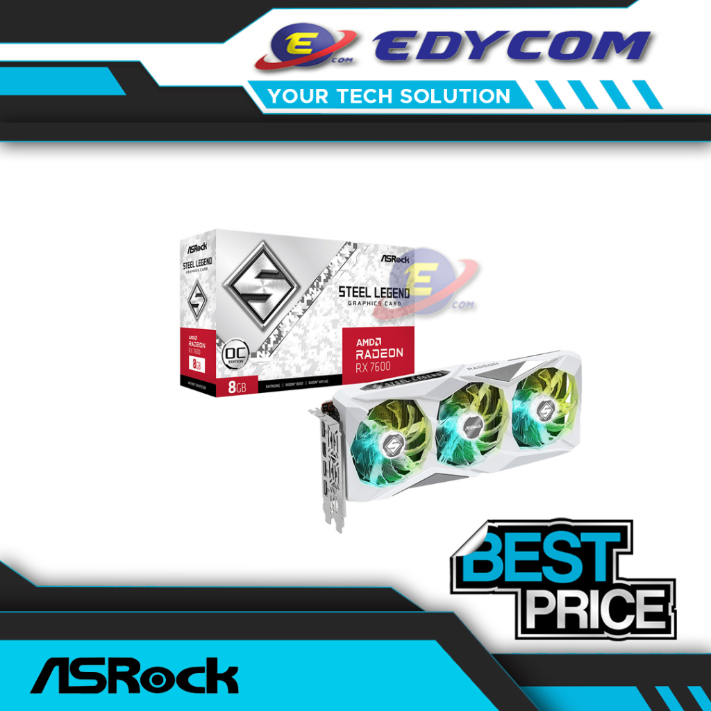 ASRock Radeon RX 7600 STEEL LEGEND 8GB OC GDDR6 - RX7600 DDR6
