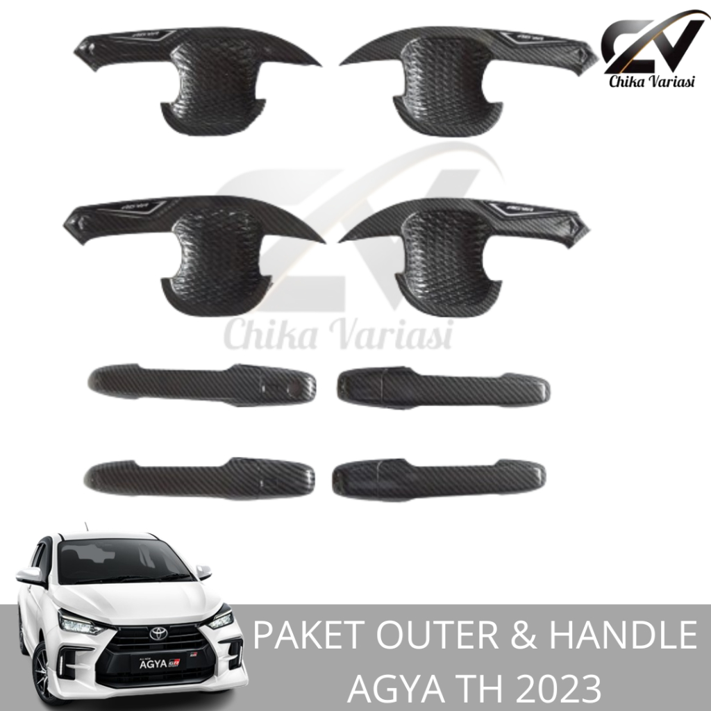Handle Cover Outer Pintu Mobil Agya 2023 - 2024 Carbon