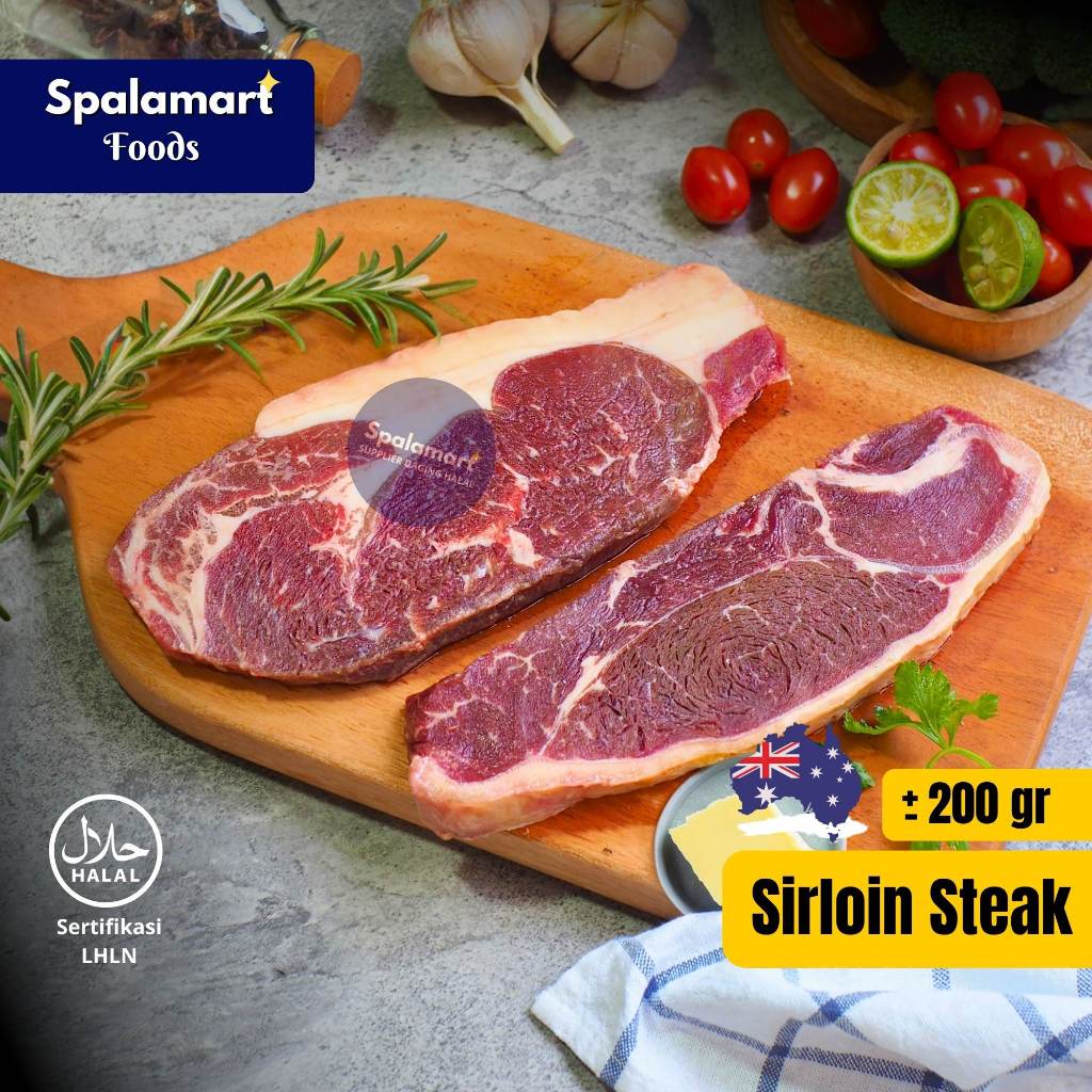 

Sirloin Steak Import AUS - Daging Steak, Barbeque, Grill ukuran +- 200gr