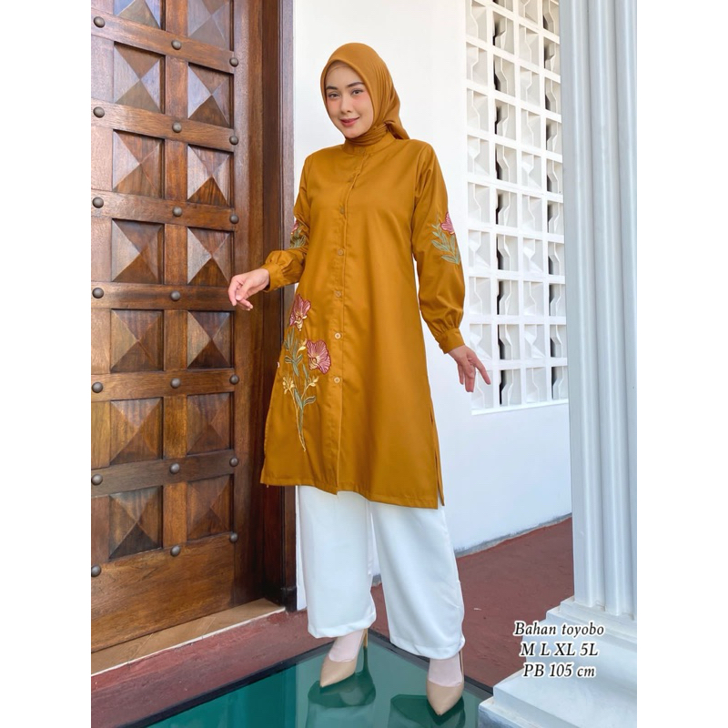 Tunik bordir cantik busui katun toyobo lembut premium terlaris cod
